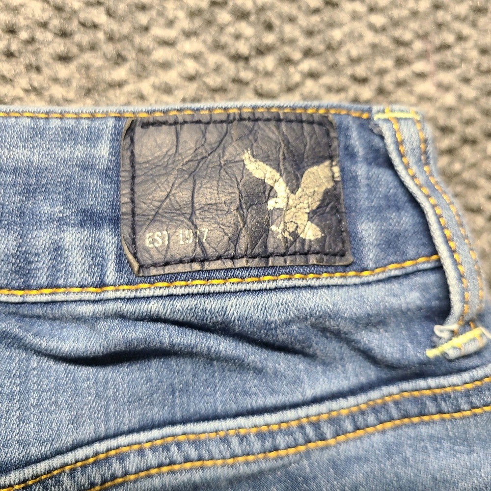 Y2k American Eagle Midi Shortie Distressed Cuffed Stretch Micro Shorts Sz 4 - Picture 14 of 16